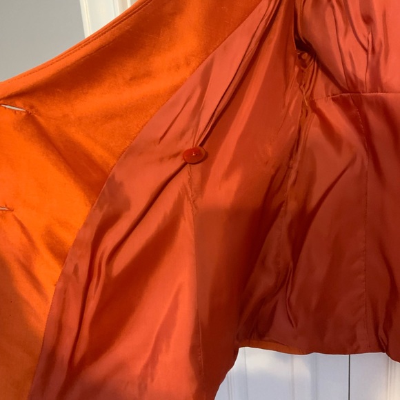 Silk SKIRT SUIT gorgeous orange. Never worn size 8/10 - Picture 5 of 13